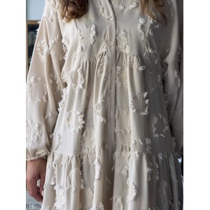 Robe Longue Bohème Beige à...
