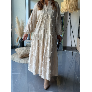 Robe Longue Bohème Beige à...